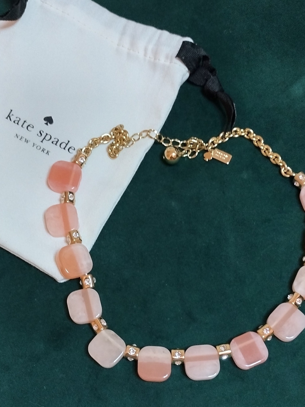 kate spade Gold-Tone Necklace with Pink Square Stones